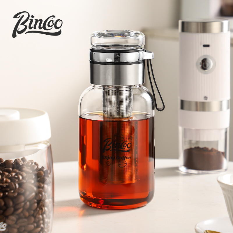Coffee Equipment Filter - Bincoo-透明なステンレス鋼のコーヒーカップ,長いフィルター,冷抽出,浸漬,ガラス醸造ポット,オフィス,500ml