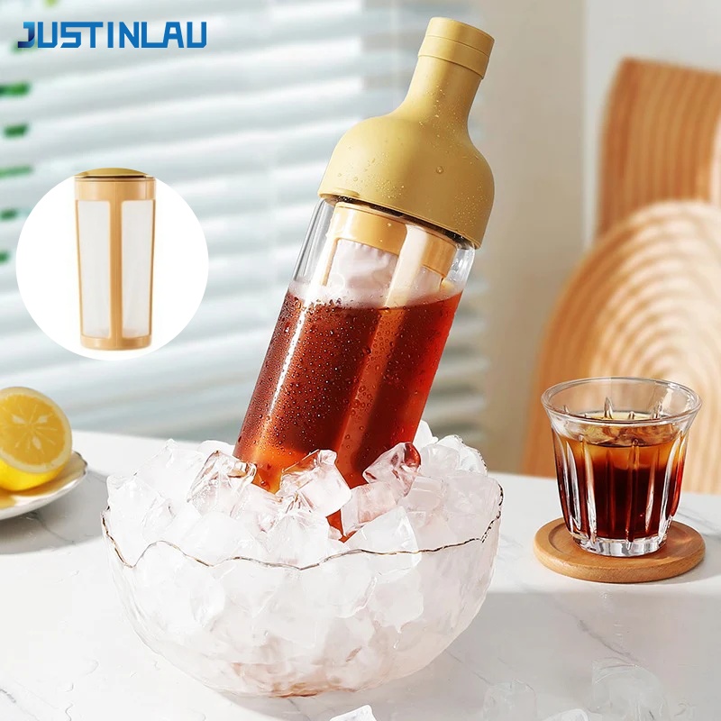 Coffee Equipment Filter - JUSTINLAU 1L コールドブリューコーヒーピッチャー フルーツティー醸造ケトル フィルタースクリーン付き 高ホウケイ酸ガラスコーヒーポット