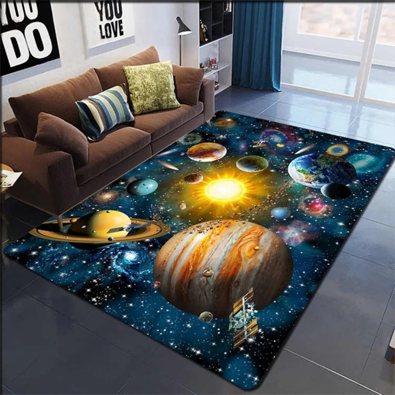 Coffee Equipment At Home - VIKAMA 漫画惑星クリスタルベルベットカーペット大サイズリビングルーム寝室ノンスリップラグソファコーヒーテーブルブランケットキッズルームマット