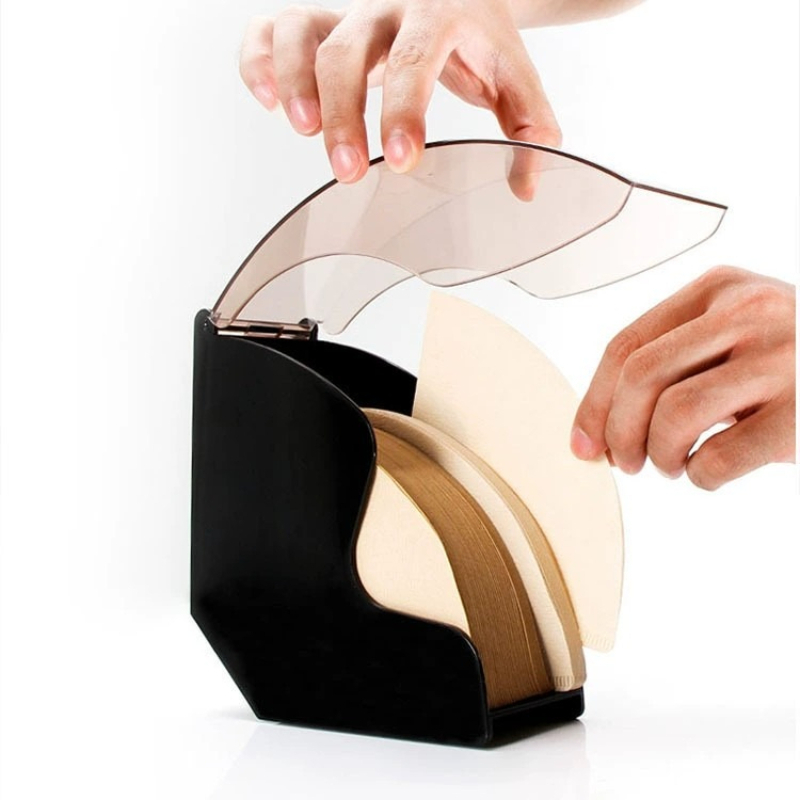 Coffee Equipment Filter - 1pc 扇形コーヒーフィルターペーパー防塵バー収納ラック ダストカバー付きフィルターペーパー収納ボックス カフェ バー レストラン用
