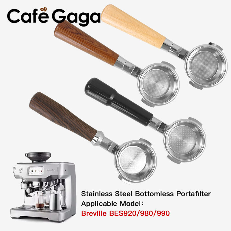 Naked Portafilter Bottomless - Breville用ボトムレスポータフィルター、breville bes920、980、990、ステンレス鋼、フィルターバスケット付きネイキッドコーヒーハンドル、バリスタツール、58mm