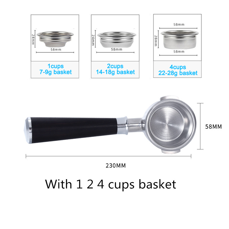 Naked Portafilter Bottomless - EXPLU-交換可能なフィルター付きコーヒーマシン,16,58mm