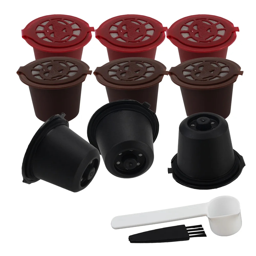 Coffee Equipment Filter - 4 個再利用可能なコーヒーカプセルカップスプーンブラシコーヒーフィルターネスプレッソコーヒーウェア用