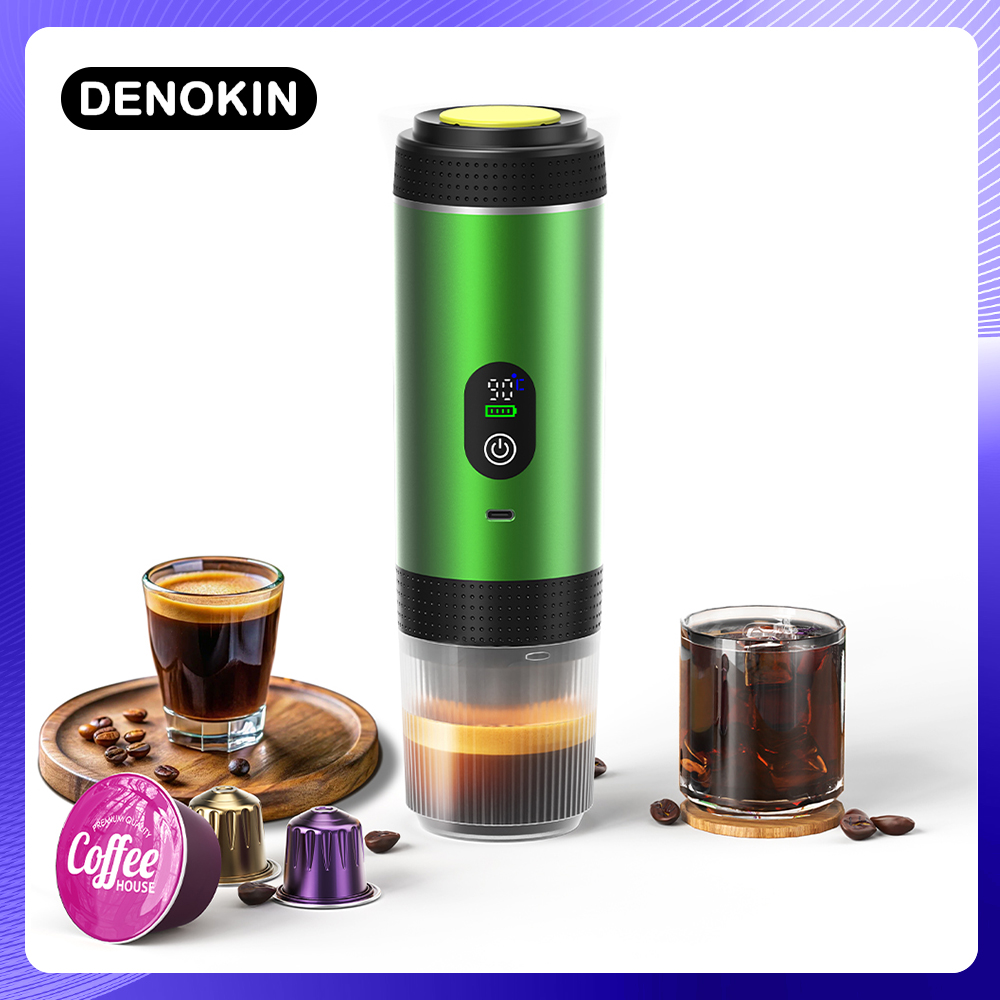 Coffee Equipment At Home - DENOKIN 3-in-1 カプセルコーヒーメーカー デジタルディスプレイ付き ポータブルエスプレッソコーヒーマシン 車&家庭用