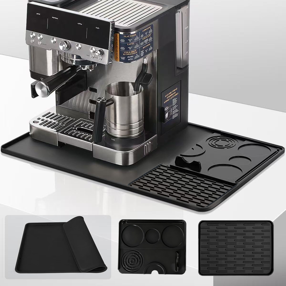 Coffee Equipment At Home - シリコンコーヒーメーカーマット 3 in 1 ほとんどの家庭用エスプレッソマシンに対応 大型滑り止めシリコンマットトレイ