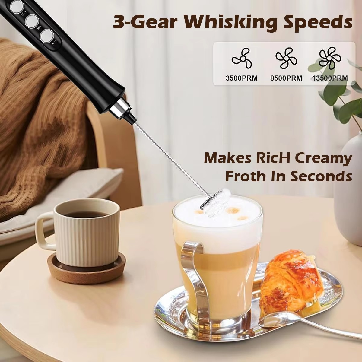 ワイヤレス充電式電動ミルク泡立て器 - 3スピード、ラテ、カ - Milk Steaming Pitcher のレビューと価格